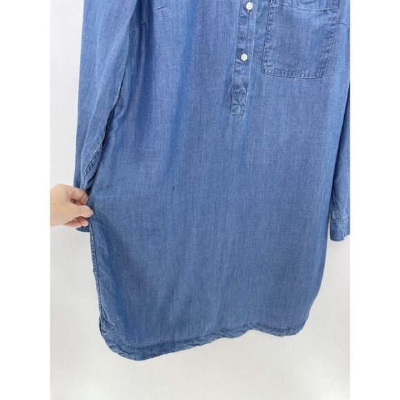 Old Navy 100% Chambray Shirt Button Front Blue Long Sleeve Dress S, Flaw - Picture 5 of 13